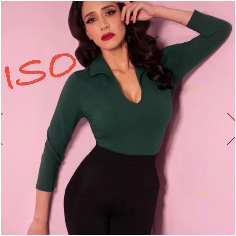 ISO: Micheline Pitt Hunter Green Top (Small)